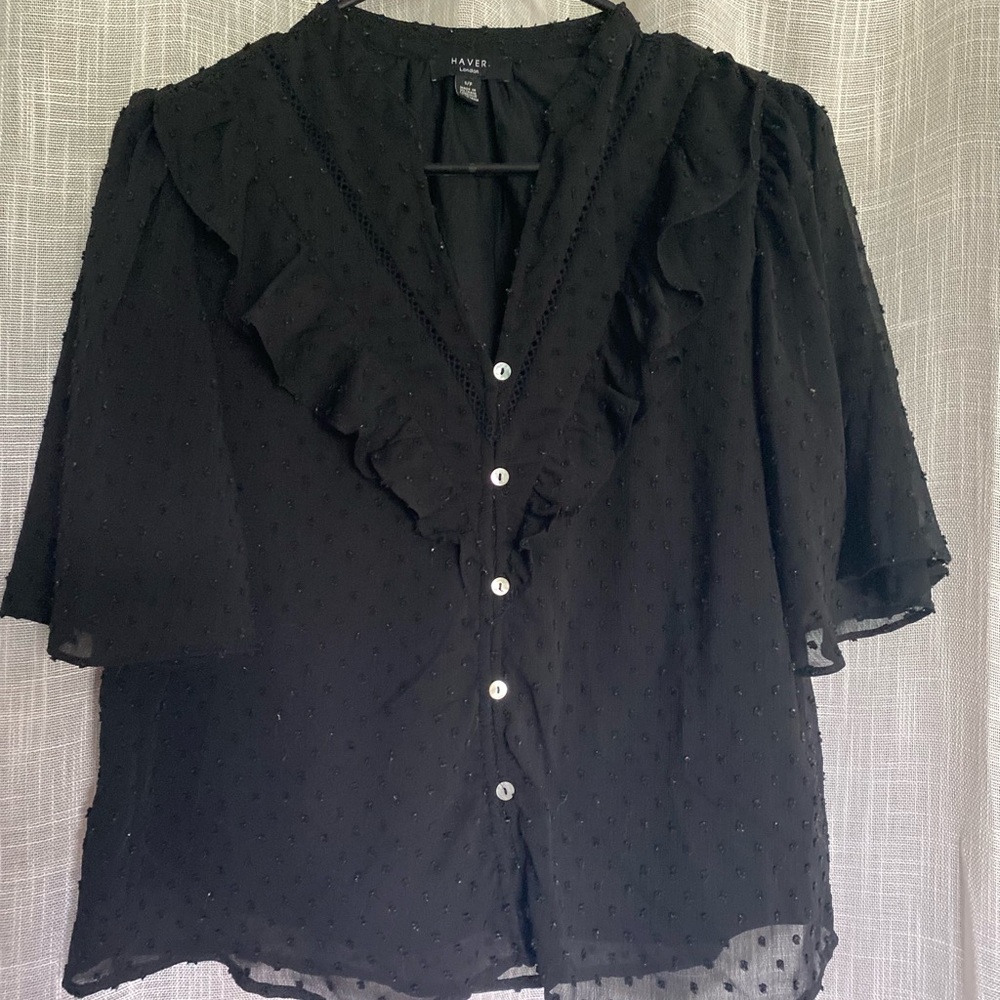 Black Ruffled Women's Top